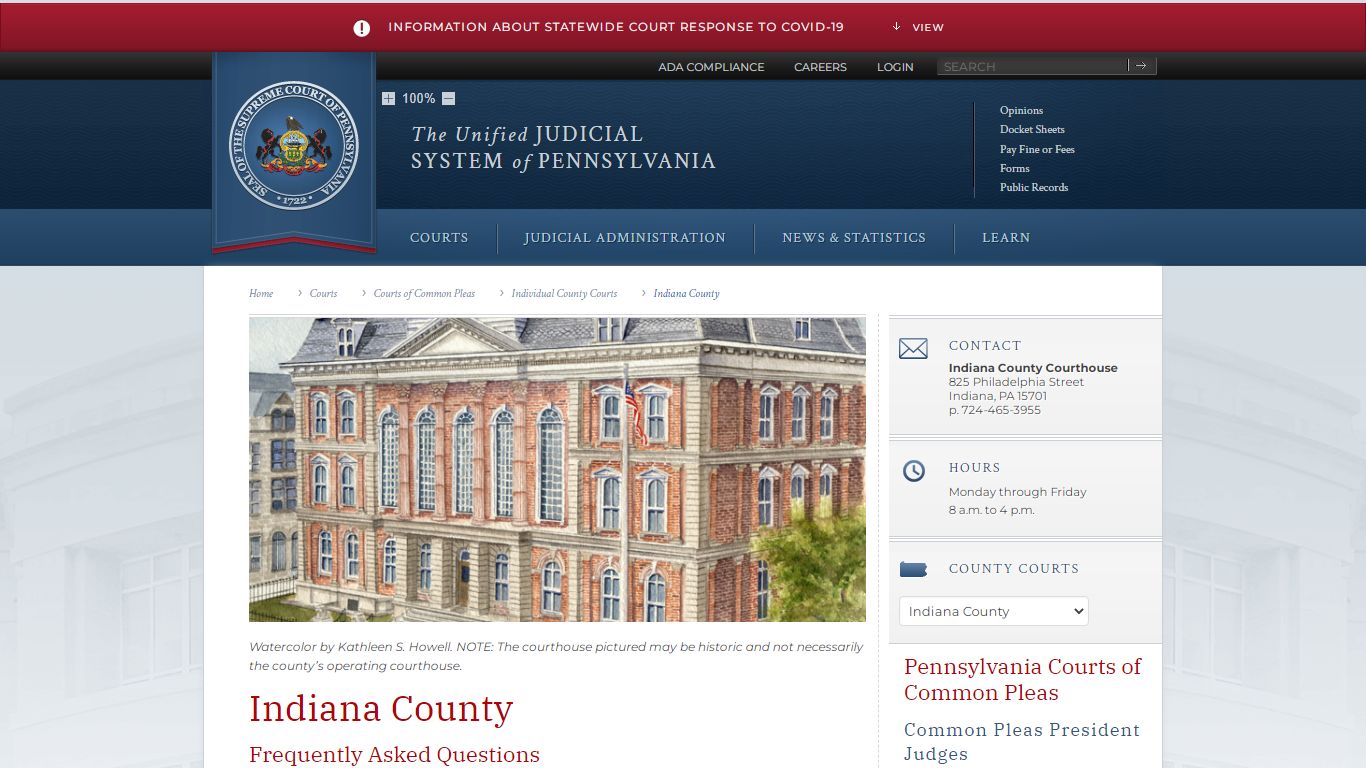Indiana County | Individual County Courts | Courts of Common Pleas ...